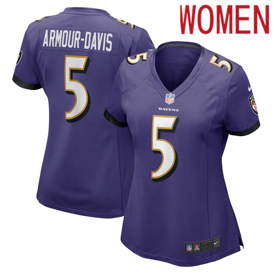 Women Baltimore Ravens 5 Jalyn Armour-Davis Nike Purple Game Player NFL Jersey